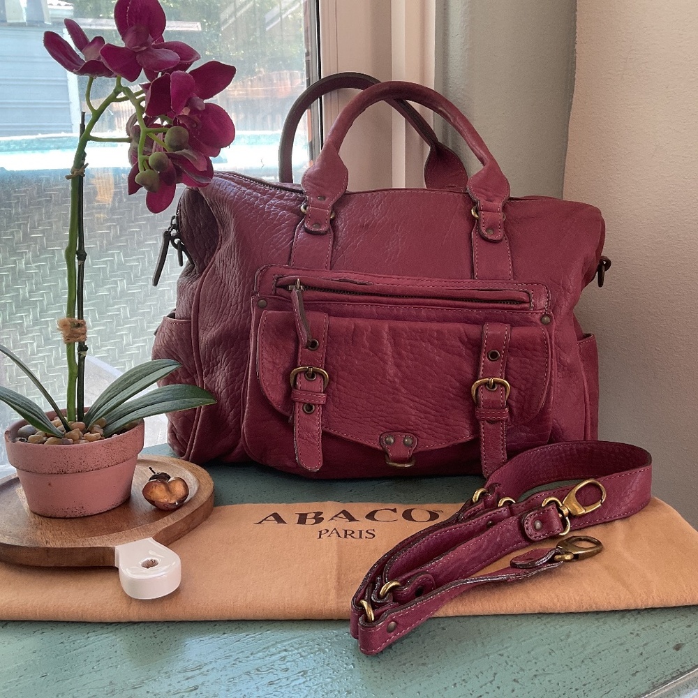 Abaco Paris Purple Leather Satchel “Like New”